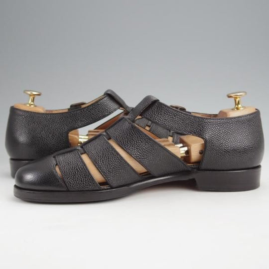 極上★(伊)F.LLIジャコメッティ SIZE 40【定価￥86,900-★グルカサンダル/FG166】グレインレザー/黒/メンズ/Giacometti★j857