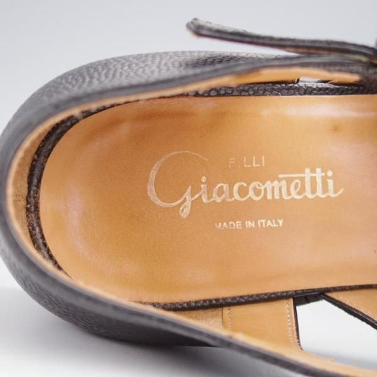 極上★(伊)F.LLIジャコメッティ SIZE 40【定価￥86,900-★グルカサンダル/FG166】グレインレザー/黒/メンズ/Giacometti★j857