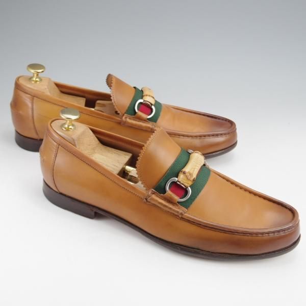 極上★(伊)GUCCI/グッチ SIZE 7【貴重★シェリーライン/ビットローファー】スリッポン/薄茶/メンズ★j859