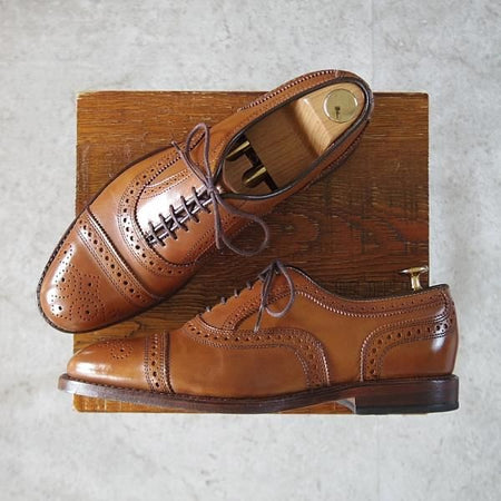極美品★(米)アレンエドモンズ 7E【定価￥85,800-★Strand/ストランド】65ラスト/セミブローグ/カーフ/WALNUT/茶/ALLEN EDMONDS★j860