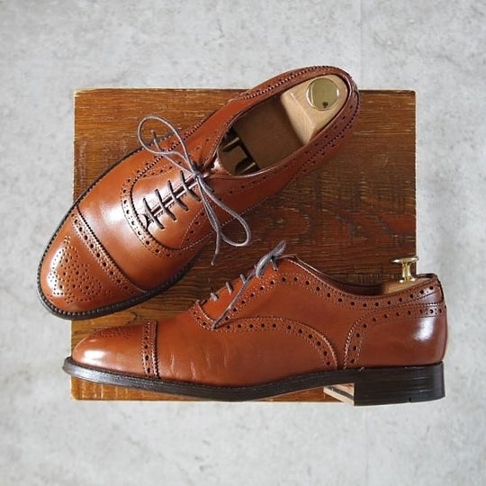 極美品★オールデン 7D【現行定価10万円以上★セミブローグ/911/ハンプトンラスト】Hampton/カーフ/茶/ALDEN★j862