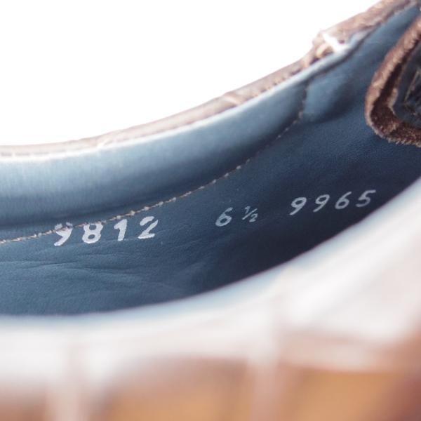 ほぼ未使用★(スペイン製)ZAMPIERE/ザンピエレ SIZE 6.5【★レザースニーカー/クロコ型押し】フルブローグ/濃茶/メンズ★j867