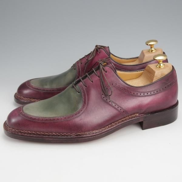 未使用★(伊)アメデオ・テストーニ SIZE 7【定価￥172,800-★ノルベジェーゼ製法/Amedeoライン】Uチップ/赤茶×緑/a.testoni★j869