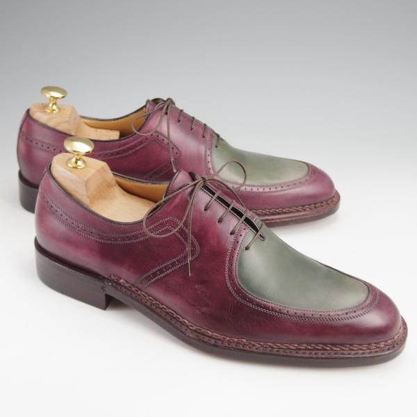 未使用★(伊)アメデオ・テストーニ SIZE 7【定価￥172,800-★ノルベジェーゼ製法/Amedeoライン】Uチップ/赤茶×緑/a.testoni★j869