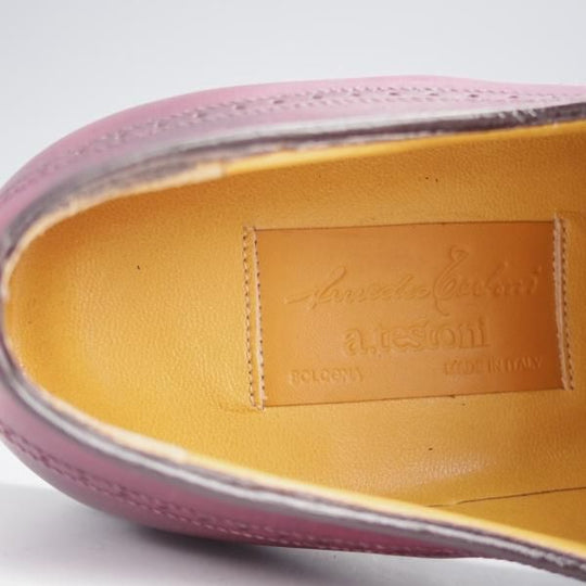 未使用★(伊)アメデオ・テストーニ SIZE 7【定価￥172,800-★ノルベジェーゼ製法/Amedeoライン】Uチップ/赤茶×緑/a.testoni★j869