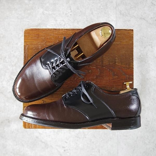 極上★オールデン 6D【貴重★コードバン×アルパインカーフ/BEAMS PLUS別注】サドルシューズ/黒×濃茶/メンズ/ALDEN★j872