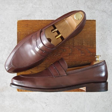 極美品★パラブーツ SIZE 9.5【貴重★ドレス仕様のコインローファー/濃茶】カーフ/メンズ/Paraboot★j877