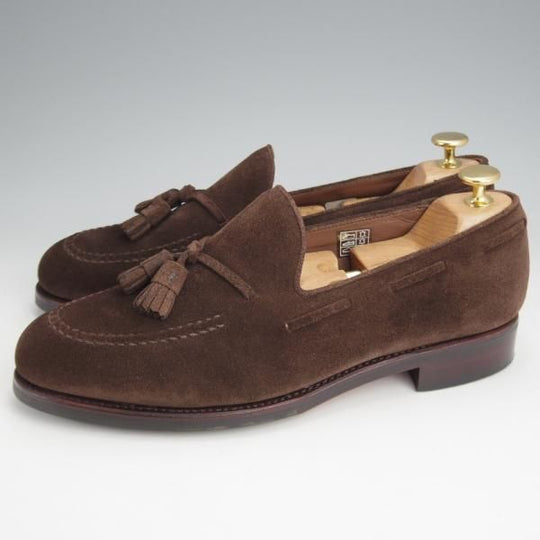 極美品★(スペイン製)TLB Mallorca/ティーエルビー SIZE 7【定価￥55,000-★タッセルローファー/656】LANCASTER/スエード/濃茶★j881