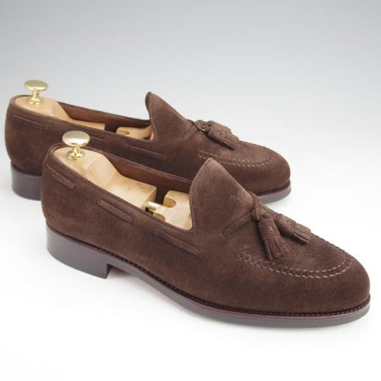 極美品★(スペイン製)TLB Mallorca/ティーエルビー SIZE 7【定価￥55,000-★タッセルローファー/656】LANCASTER/スエード/濃茶★j881