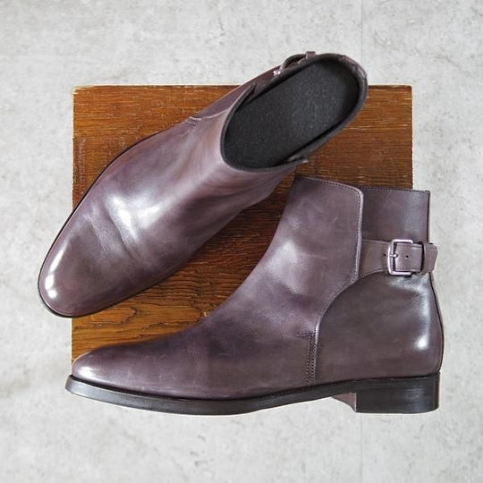 美品★ジョンロブ SIZE 6【貴重★エルメス別注/HERMES/ミュージアムカーフ】JAMES/ジョッパーブーツ/灰茶/メンズ/JOHN LOBB★j889