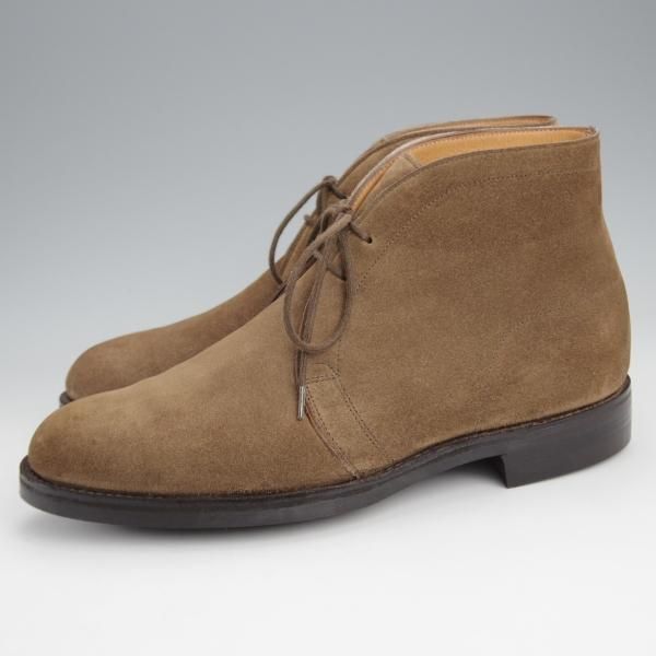 極美品★ジョンロブ 5E【貴重★PARISロゴ時代の製品/ダイナイトソール仕様】KRASNA/チャッカブーツ/スエード/茶/メンズ/JOHN LOBB★j896