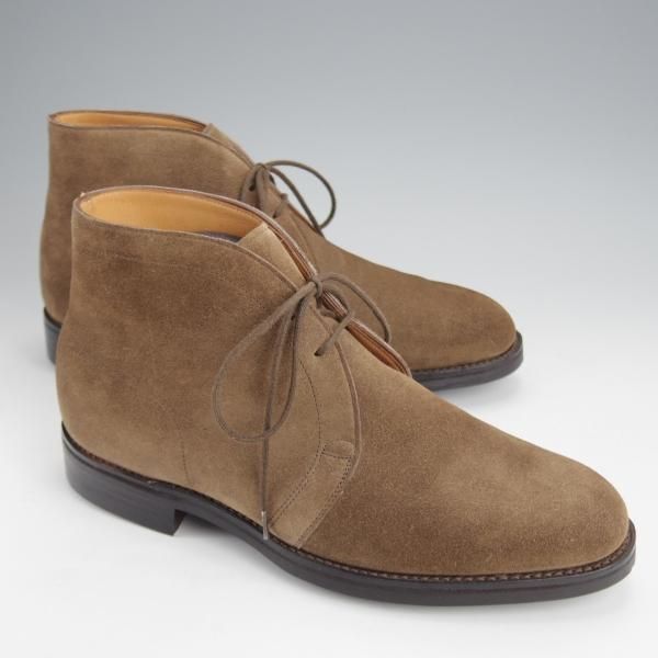 極美品★ジョンロブ 5E【貴重★PARISロゴ時代の製品/ダイナイトソール仕様】KRASNA/チャッカブーツ/スエード/茶/メンズ/JOHN LOBB★j896