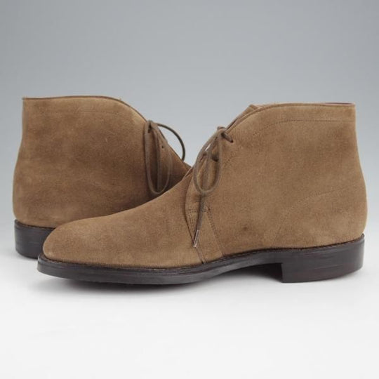 極美品★ジョンロブ 5E【貴重★PARISロゴ時代の製品/ダイナイトソール仕様】KRASNA/チャッカブーツ/スエード/茶/メンズ/JOHN LOBB★j896