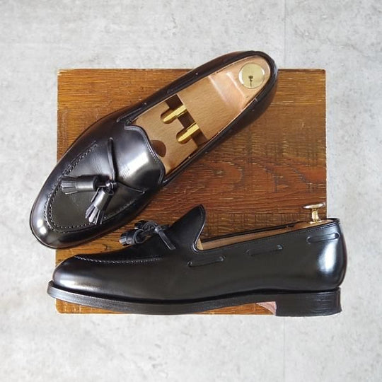 美品★クロケット&ジョーンズ 6E【定価￥99,000-★CAVENDISH 2/キャベンディッシュ】タッセルローファー/カーフ/黒/Crockett&Jones★j905