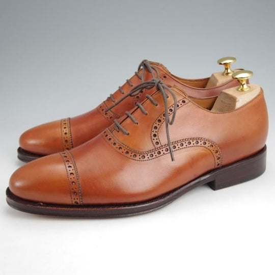 未使用★ジャランスリワヤ SIZE 7【定価￥37,400-★パンチドキャップトゥ/98409】カーフ/茶/メンズ/JALAN SRIWIJAWA★j907