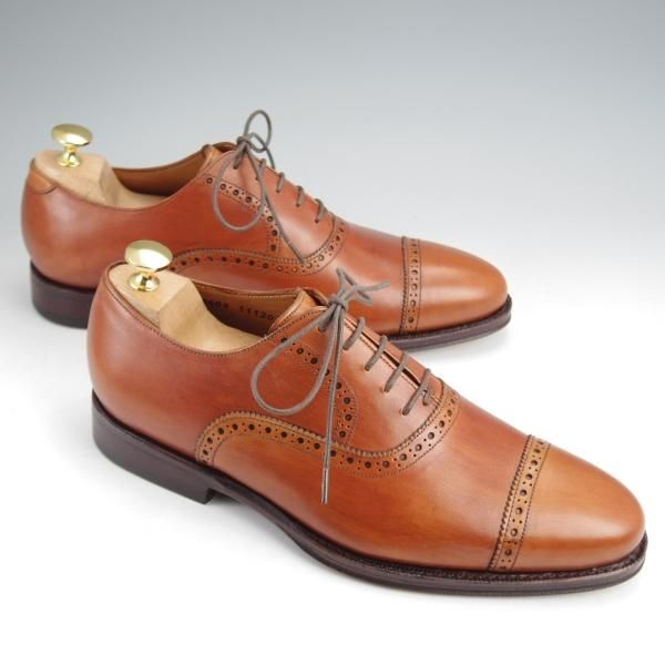 未使用★ジャランスリワヤ SIZE 7【定価￥37,400-★パンチドキャップトゥ/98409】カーフ/茶/メンズ/JALAN SRIWIJAWA★j907