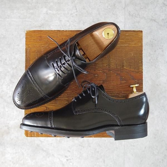 未使用★(英)BARKER/バーカー 5.5F【現行定価5.5万円程度★ダイナイトソール仕様/セミブローグ】4363FW/ポリッシュレザー/黒★j909