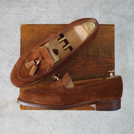 ★J.M.ウエストン 7C【現行定価￥176,000-★タッセルローファー/173】18ラスト/スエード/茶/メンズ/Weston/ウェストン★j912
