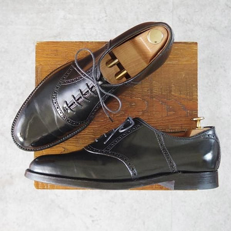 極美品★オールデン 8.5D【現行定価18万円程度★コードバン仕様/993】バリーラスト/サドルシューズ/プレーントゥ/黒/ALDEN★j915