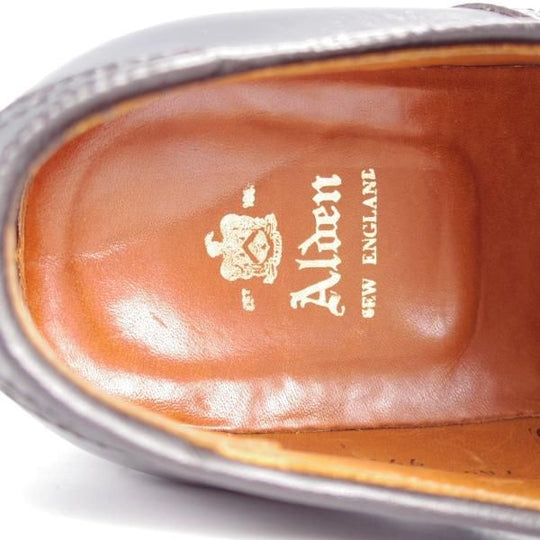 極美品★オールデン 8.5D【現行定価18万円程度★コードバン仕様/993】バリーラスト/サドルシューズ/プレーントゥ/黒/ALDEN★j915