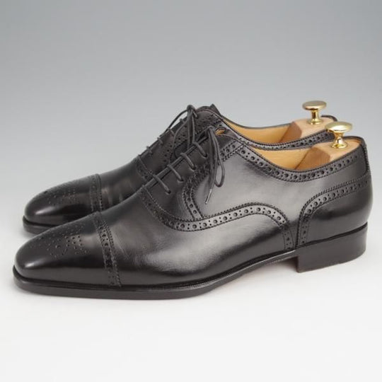 極美品★(伊)タニノクリスチー SIZE 8.5【定価10万円以上★DIONEO/セミブローグ】650/カーフ/黒/メンズ/TANINO CRISCI★j919