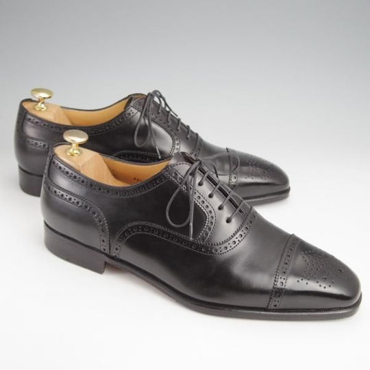 極美品★(伊)タニノクリスチー SIZE 8.5【定価10万円以上★DIONEO/セミブローグ】650/カーフ/黒/メンズ/TANINO CRISCI★j919