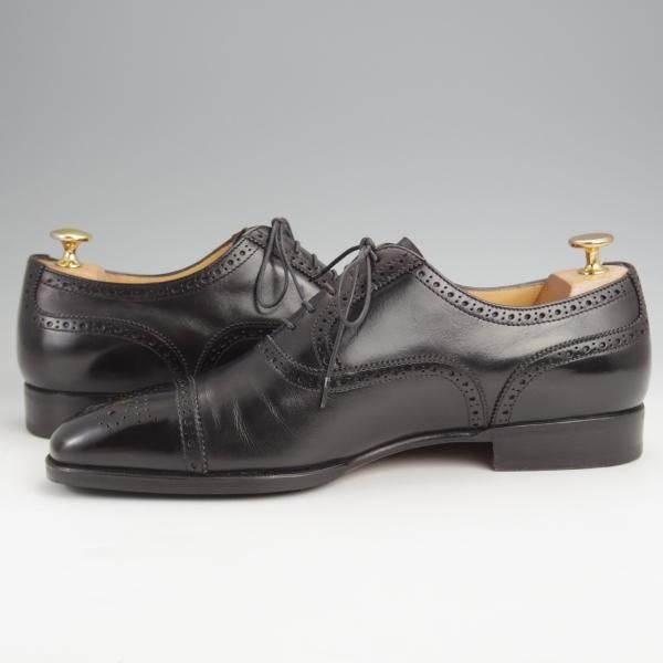 極美品★(伊)タニノクリスチー SIZE 8.5【定価10万円以上★DIONEO/セミブローグ】650/カーフ/黒/メンズ/TANINO CRISCI★j919