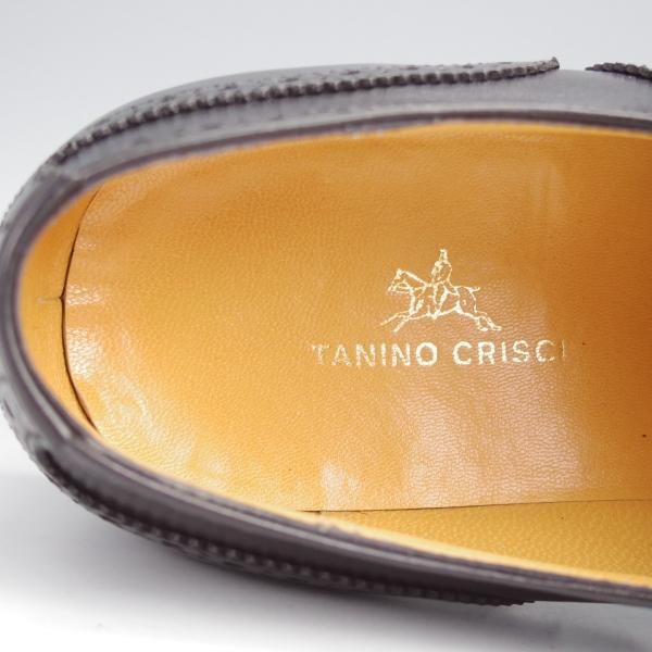 極美品★(伊)タニノクリスチー SIZE 8.5【定価10万円以上★DIONEO/セミブローグ】650/カーフ/黒/メンズ/TANINO CRISCI★j919