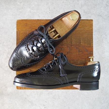 極美品★クロケット&ジョーンズ 7.5E【貴重★(英)ポールスミス別注/GILLIE】ギリーシューズ/ポリッシュレザー/黒/Crockett&Jones★j920