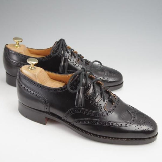 極美品★クロケット&ジョーンズ 7.5E【貴重★(英)ポールスミス別注/GILLIE】ギリーシューズ/ポリッシュレザー/黒/Crockett&Jones★j920