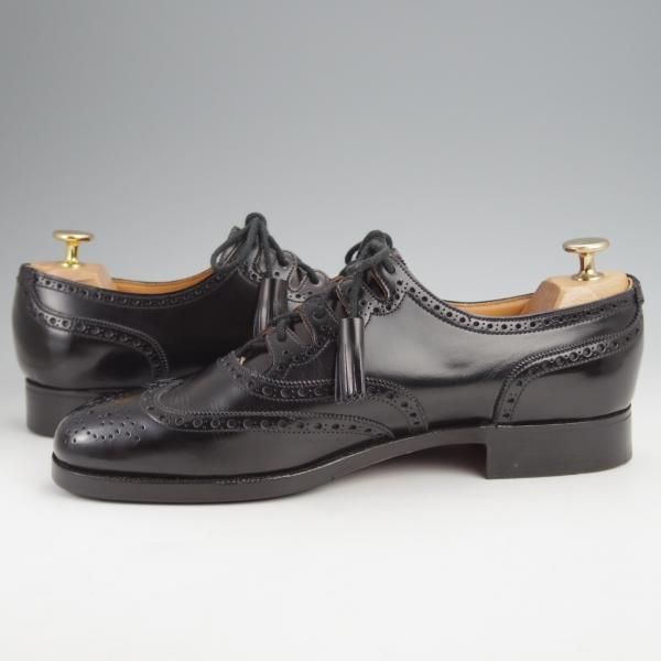 極美品★クロケット&ジョーンズ 7.5E【貴重★(英)ポールスミス別注/GILLIE】ギリーシューズ/ポリッシュレザー/黒/Crockett&Jones★j920