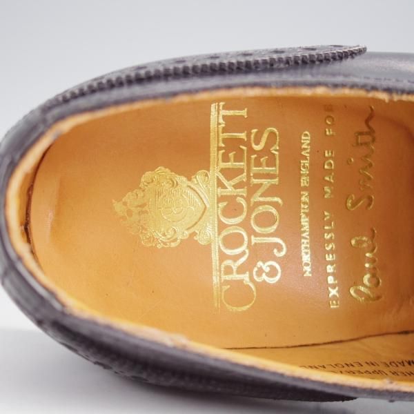 極美品★クロケット&ジョーンズ 7.5E【貴重★(英)ポールスミス別注/GILLIE】ギリーシューズ/ポリッシュレザー/黒/Crockett&Jones★j920