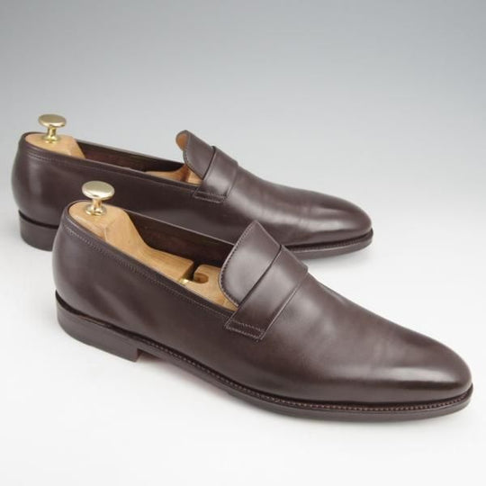 極美品★ジョンロブ 8.5E【オーダー価格27万円程度★WELLS/ウェルズ/ローファー】0215ラスト/スリッポン/濃茶/メンズ/JOHN LOBB★j922