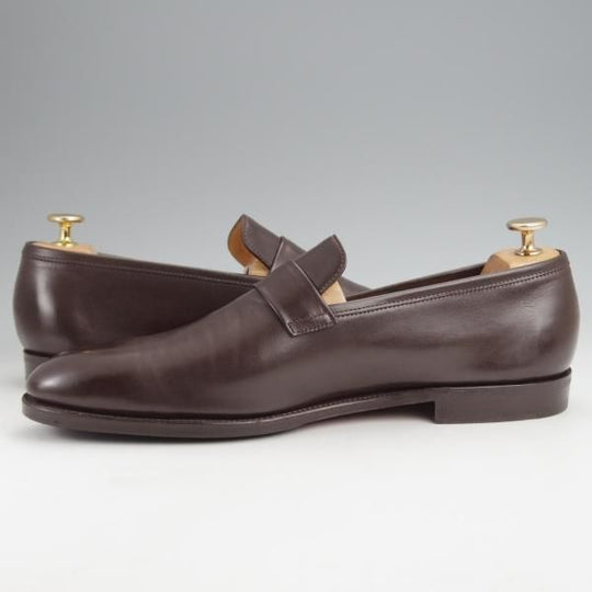 極美品★ジョンロブ 8.5E【オーダー価格27万円程度★WELLS/ウェルズ/ローファー】0215ラスト/スリッポン/濃茶/メンズ/JOHN LOBB★j922