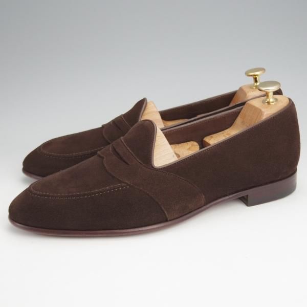 ほぼ未使用★(スペイン製)カルミナ SIZE 8【★コインローファー/80828】UETAMラスト/フルストラップ/スエード/濃茶/メンズ/CARMINA★j936