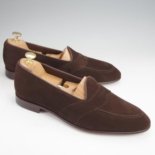 ほぼ未使用★(スペイン製)カルミナ SIZE 8【★コインローファー/80828】UETAMラスト/フルストラップ/スエード/濃茶/メンズ/CARMINA★j936