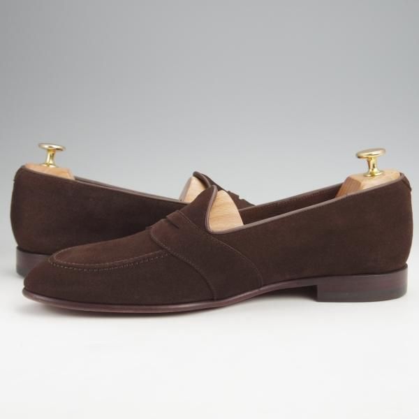 ほぼ未使用★(スペイン製)カルミナ SIZE 8【★コインローファー/80828】UETAMラスト/フルストラップ/スエード/濃茶/メンズ/CARMINA★j936