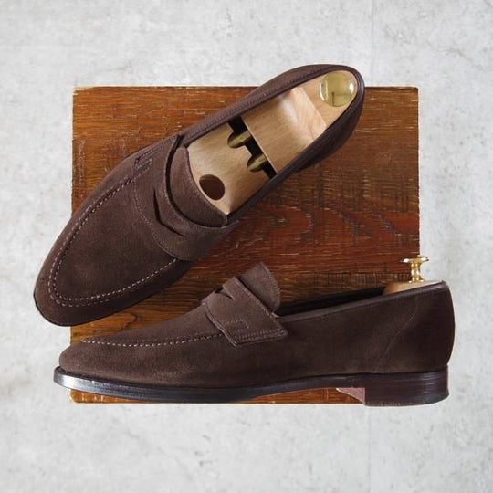 極上★クロケット&ジョーンズ 6.5E【★コインローファー/TEIGN/341ラスト】スエード/濃茶/メンズ/Crockett&Jones★j940