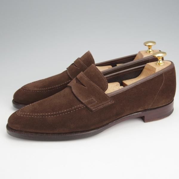 極上★クロケット&ジョーンズ 6.5E【★コインローファー/TEIGN/341ラスト】スエード/濃茶/メンズ/Crockett&Jones★j940