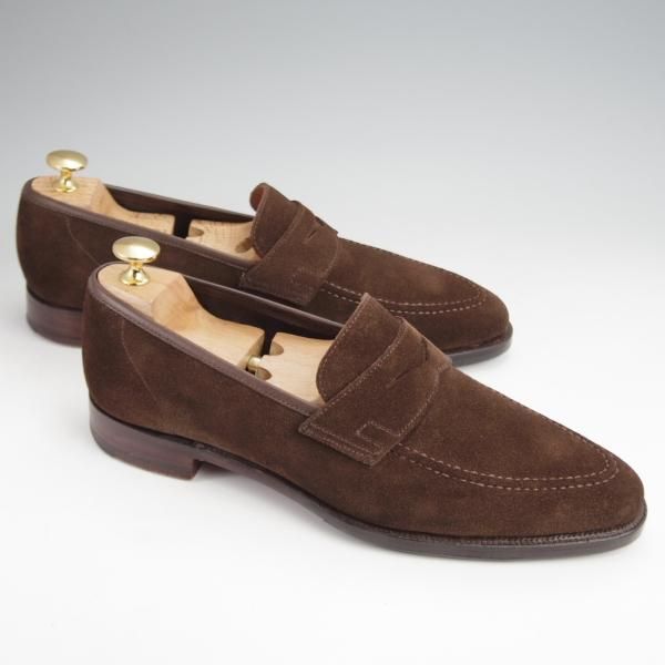 極上★クロケット&ジョーンズ 6.5E【★コインローファー/TEIGN/341ラスト】スエード/濃茶/メンズ/Crockett&Jones★j940