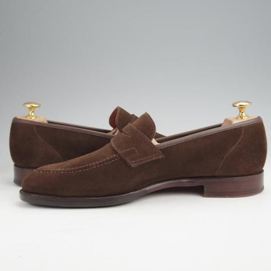 極上★クロケット&ジョーンズ 6.5E【★コインローファー/TEIGN/341ラスト】スエード/濃茶/メンズ/Crockett&Jones★j940