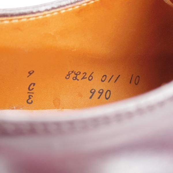 極美品★オールデン 9E【定価￥184,800-★コードバン仕様/990】バリーラスト/プレーントゥ/#8/赤茶/メンズ/ALDEN★j941