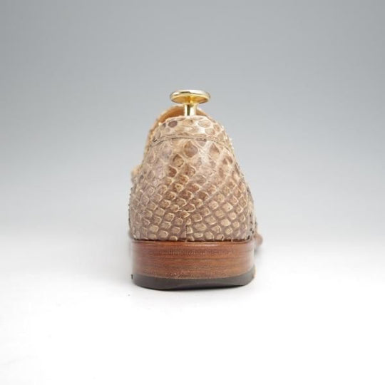 極上★(伊)F.LLIジャコメッティ SIZE 41【貴重★パイソン革/コインローファー/FG291】Luigino/薄茶/メンズ/Giacometti★j956