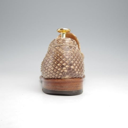 極上★(伊)F.LLIジャコメッティ SIZE 41【貴重★パイソン革/コインローファー/FG291】Luigino/薄茶/メンズ/Giacometti★j956