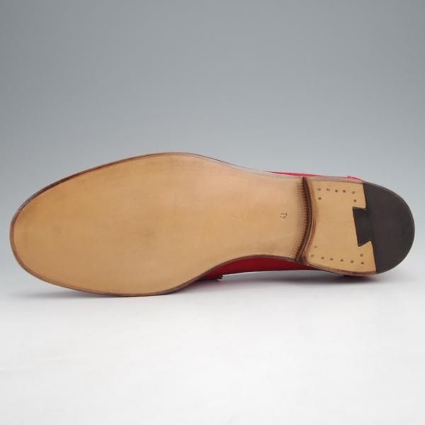 未使用★(伊)F.LLIジャコメッティ SIZE 41【モデル定価￥97,900-★コインローファー/FG254】スエード/赤/メンズ/Giacometti★j957