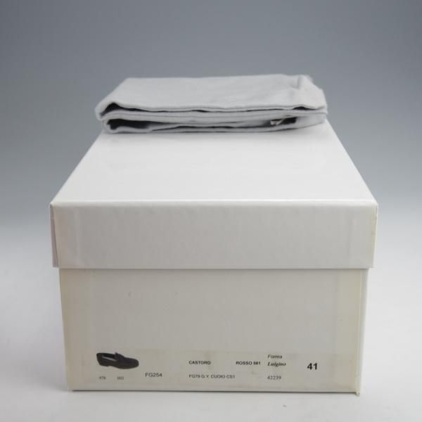 未使用★(伊)F.LLIジャコメッティ SIZE 41【モデル定価￥97,900-★コインローファー/FG254】スエード/赤/メンズ/Giacometti★j957