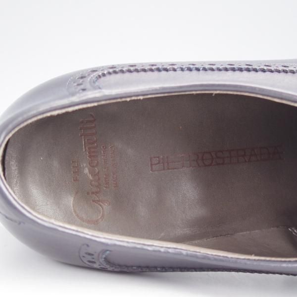 極美品★(伊)F.LLIジャコメッティ SIZE 42【シャークソール仕様★ロングウイング/FG216】Massimo/カーフ/紺/Giacometti★j960