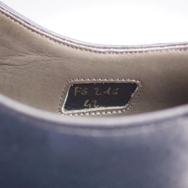 極美品★(伊)F.LLIジャコメッティ SIZE 42【シャークソール仕様★ロングウイング/FG216】Massimo/カーフ/紺/Giacometti★j960