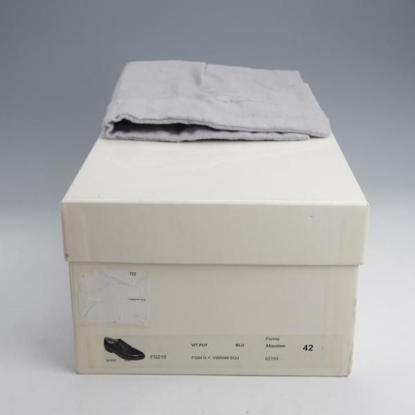 極美品★(伊)F.LLIジャコメッティ SIZE 42【シャークソール仕様★ロングウイング/FG216】Massimo/カーフ/紺/Giacometti★j960