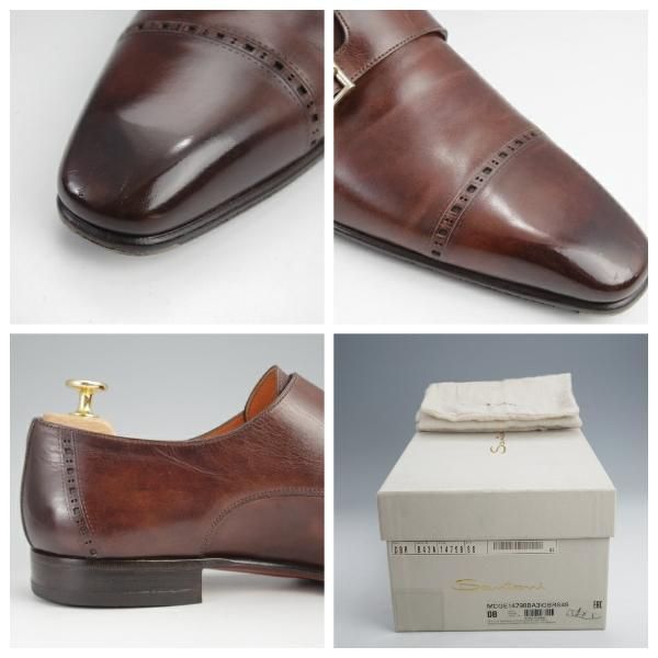 ★(伊)サントーニ SIZE 8【★ダブルモンク/14798】カーフ/濃茶/メンズ/Santoni★j971